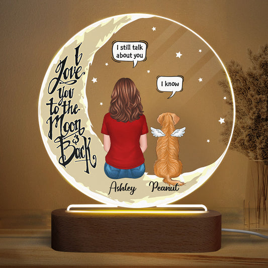Memorial Dog On Yellow Moon Personalized Circle Acrylic LED Lamp Night Light_Onboarding