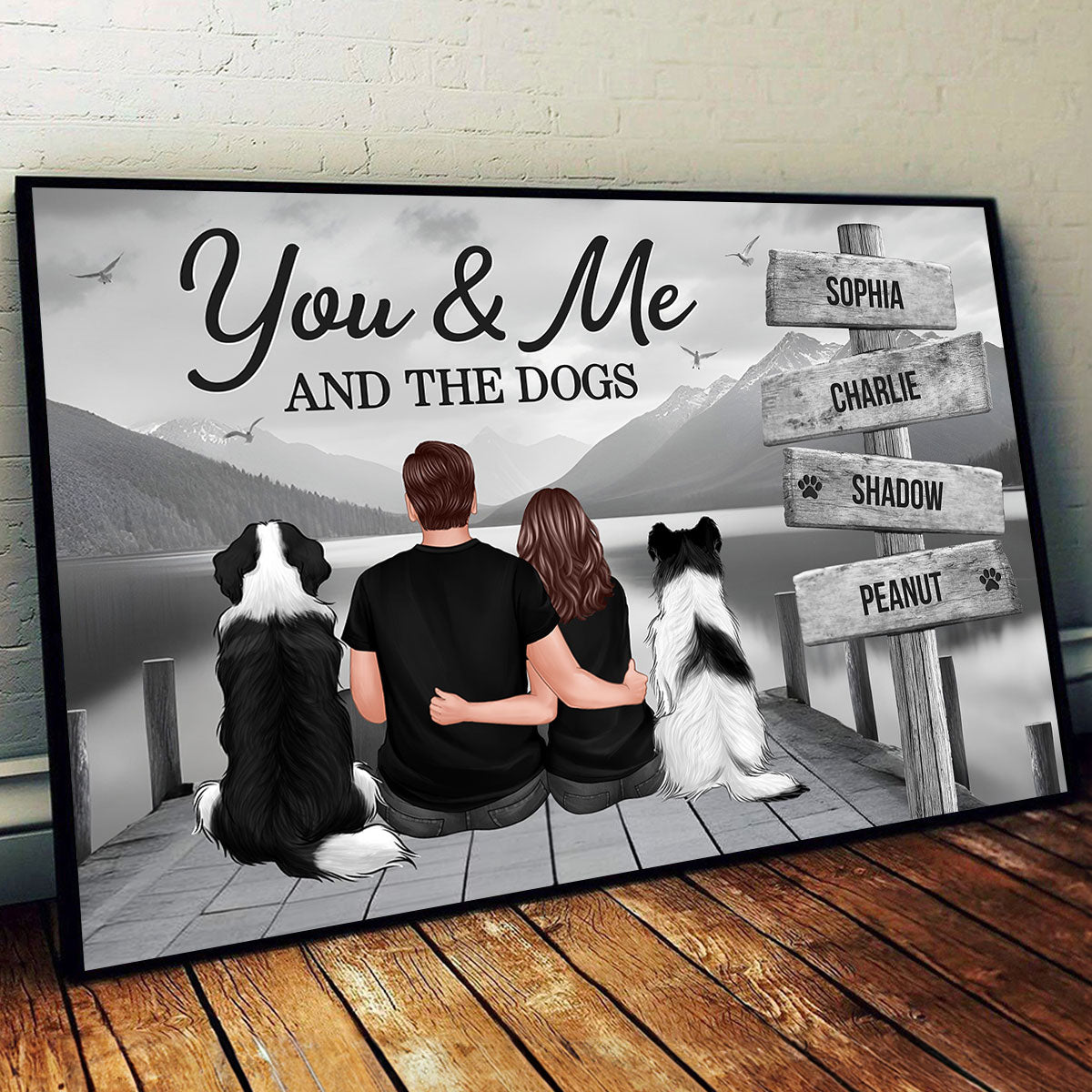Couple You Me And The Dogs Cats Sign Posts Personalized Poster, Home Decoration, Gift For Couple, Dog Lovers, Cat Lovers, Pet Lovers_Onboarding