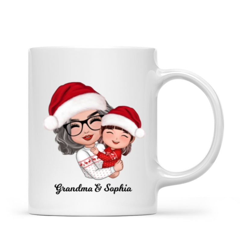 Doll Grandma Mom Hugging Kid Christmas Gift For Granddaughter Grandson Personalized Mug
