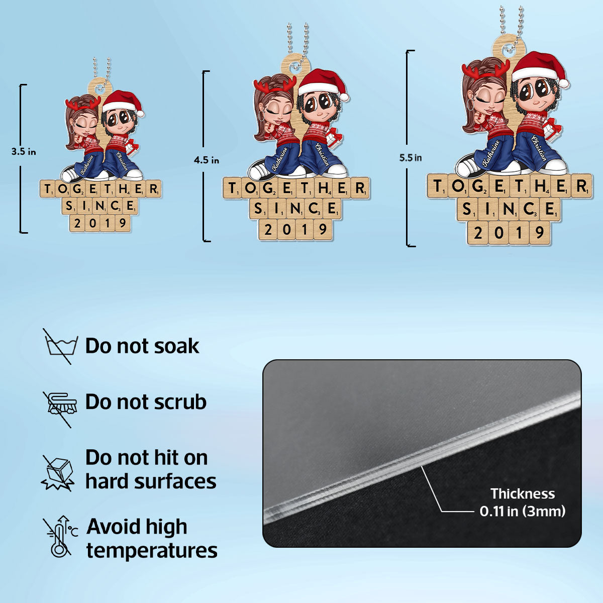 Christmas Y2K Couple Words Puzzle Personalized Acrylic Ornament, Christmas Gift for Him for Her