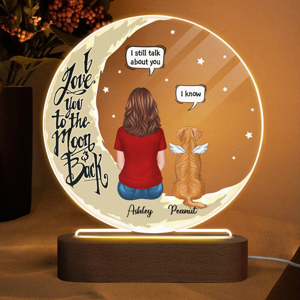 Memorial Dog On Yellow Moon Personalized Circle Acrylic LED Lamp Night Light_Onboarding