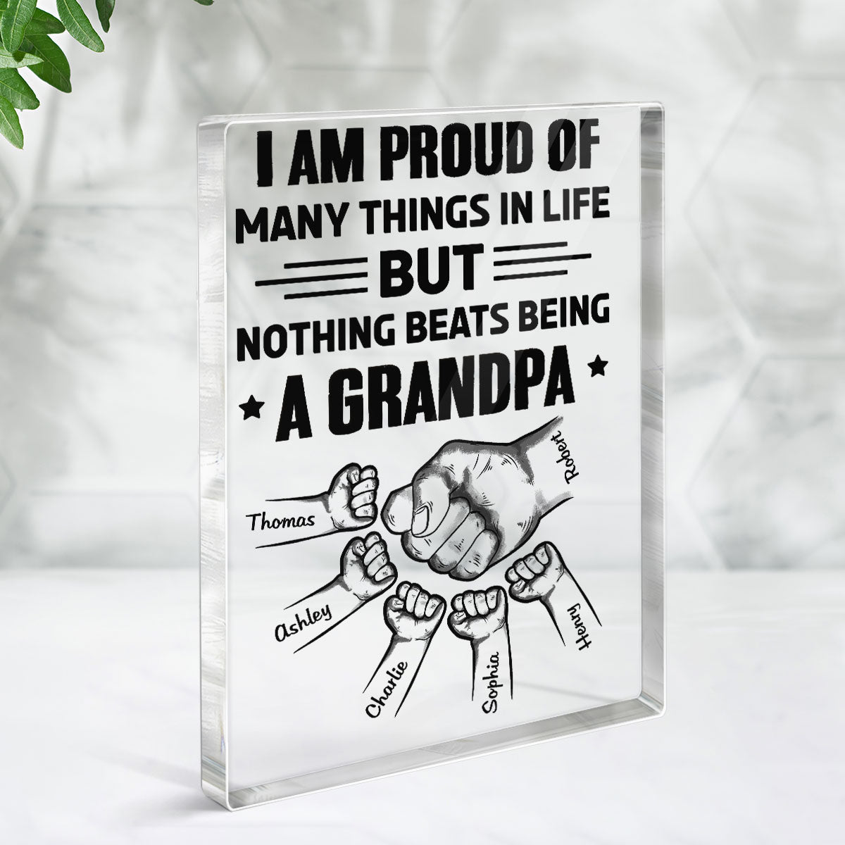 Nothing Beats Being A Grandpa Personalized Rectangle Acrylic Block Plaque