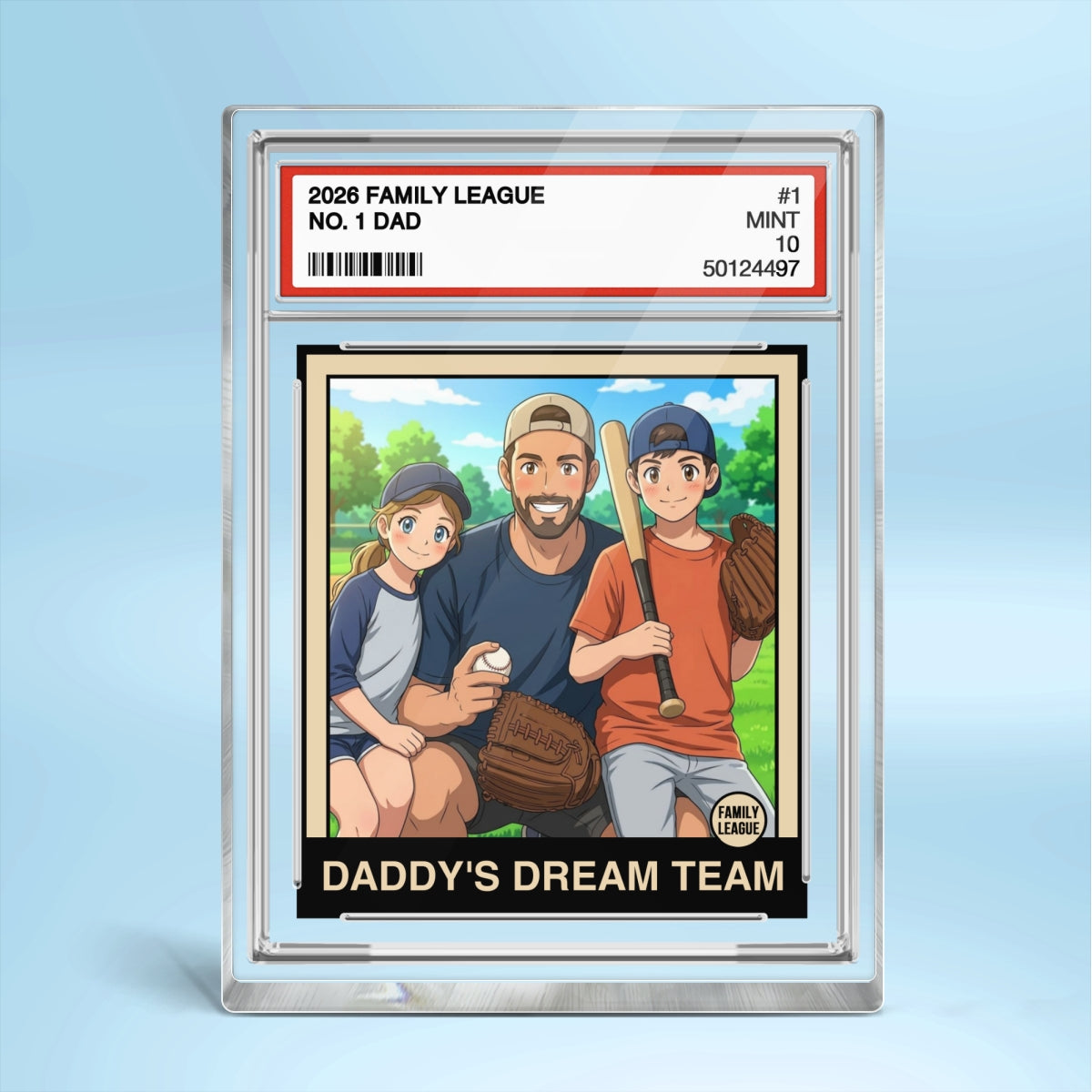 Copy of Cartoon Style Baseball Daddy's Dream Team Trading Card - Personalized Acrylic Block Plaque - Father's Day Gift For Baseball Dad, Husband
