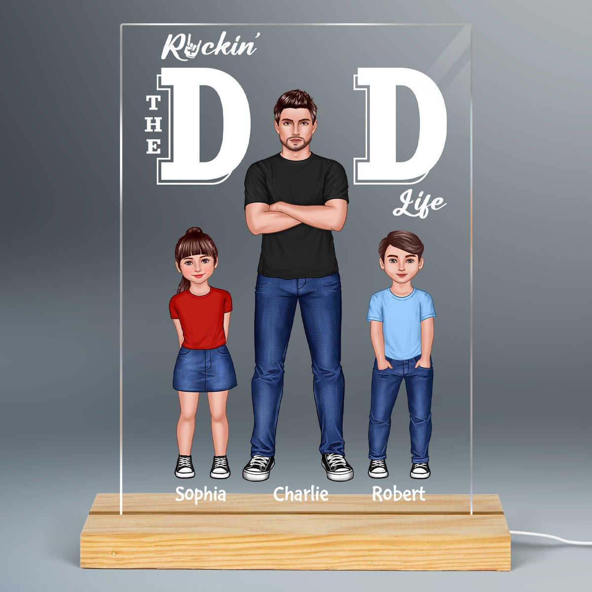 Rockin‘ The Dad Life Cool Dads And Kids Personalized Rectangle LED Night Light