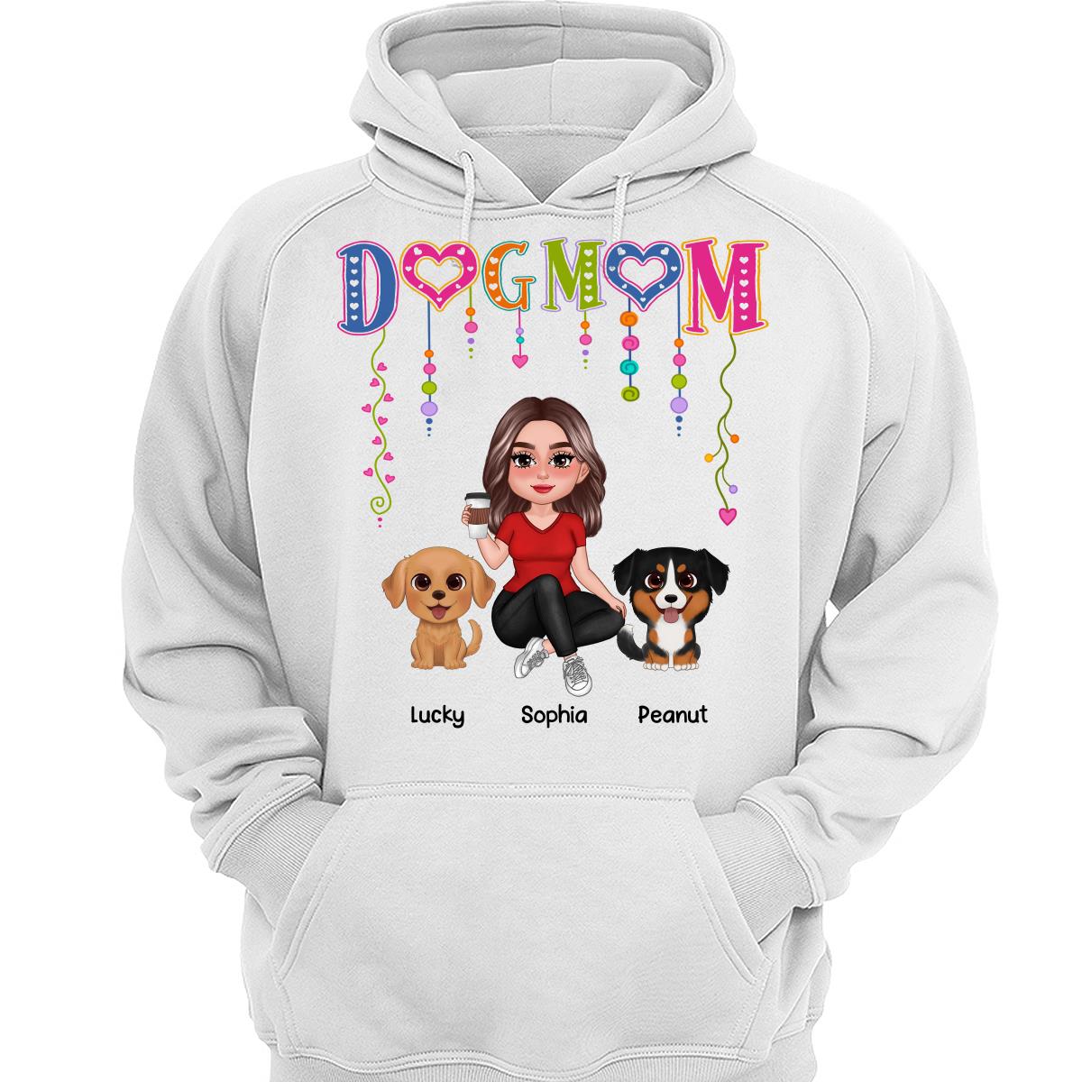 DOG MOM Strings Doll Woman And Watercolor Cute Dogs Personalized Shirt