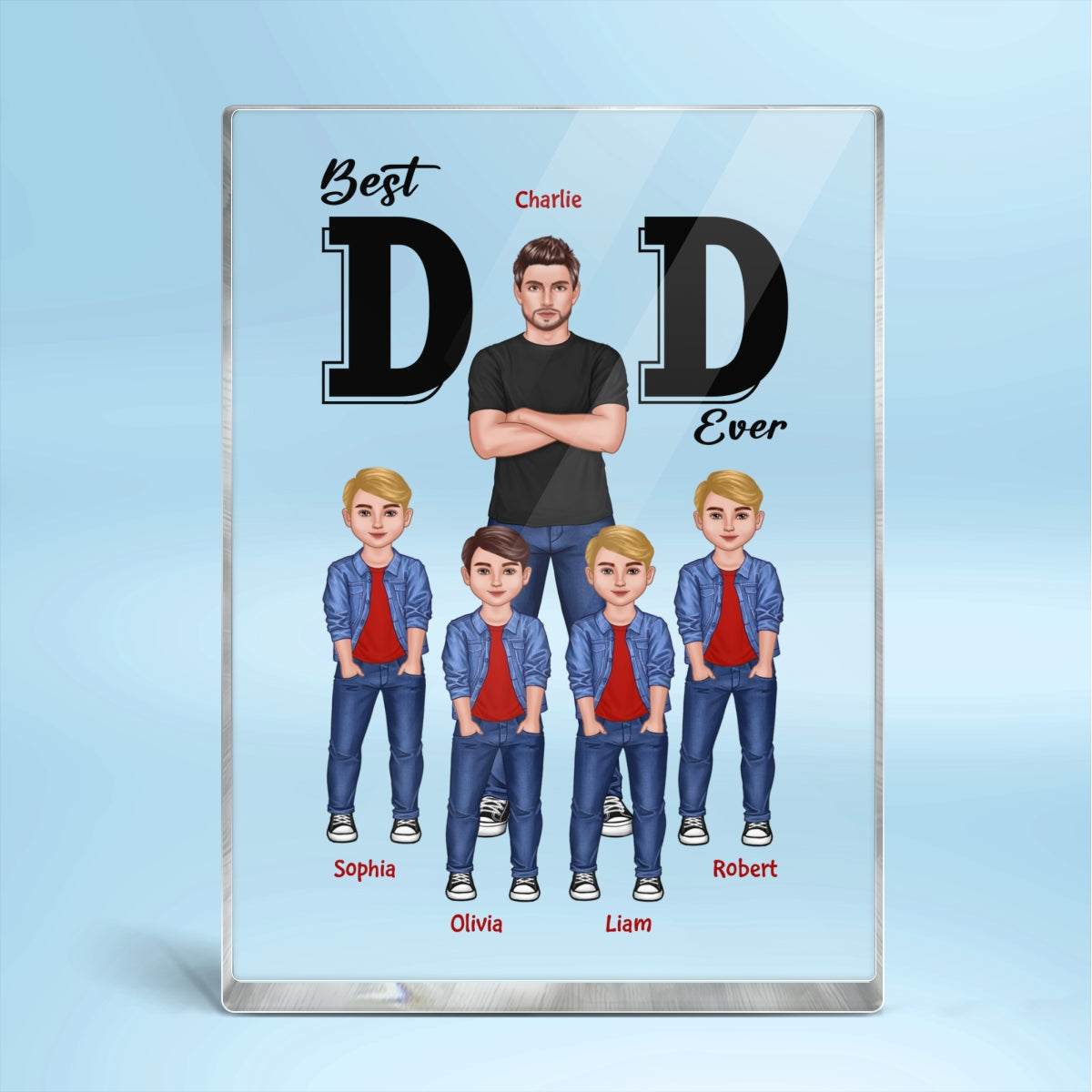 Best Dad Ever Cool Dad And Kids Personalized Rectangle Acrylic Block Plaque