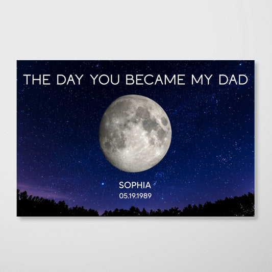 AMZ Galaxy Night Custom Birth Moon Phase The Days You Became Our Dad Personalized Wall Art