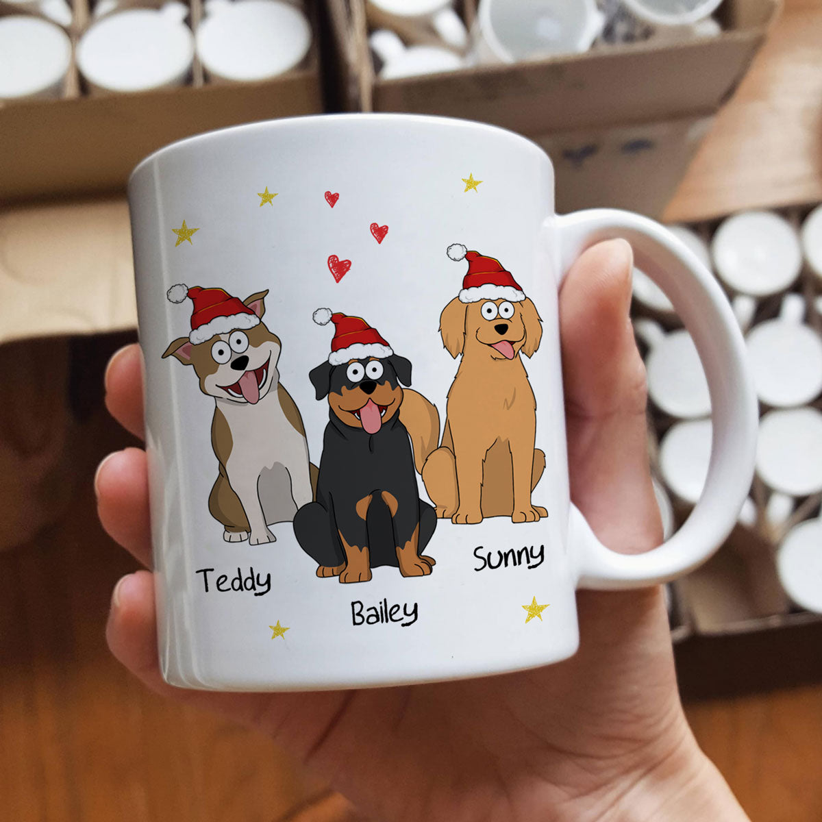 Merry Kristmus To The Bestist Dog Dad Dog Mom Funny Dog Cartoon Personalized Mug