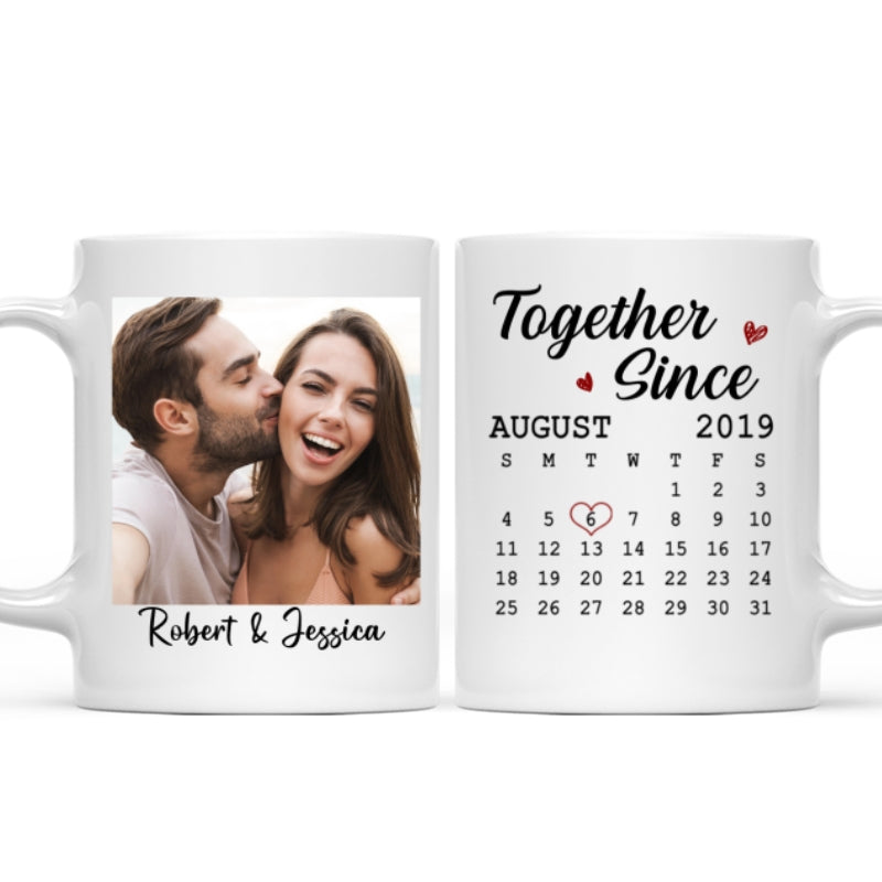 Calendar Couple Photo Personalized Mug - Anniversary Gift For Couple - Gift For Him Gift For Her