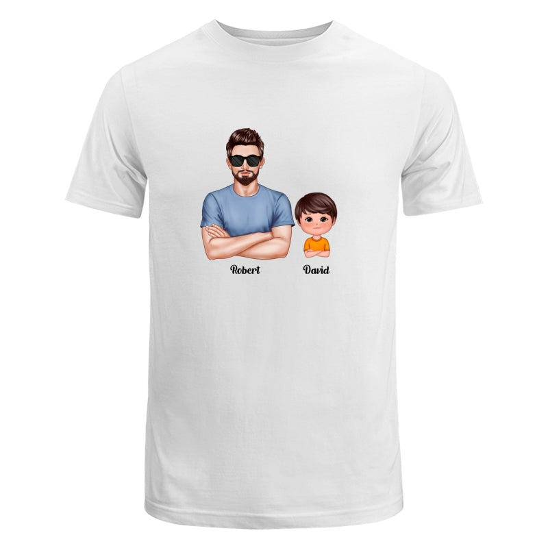 Realistic Dad Crossed Arms And Kids Dogs Cats
