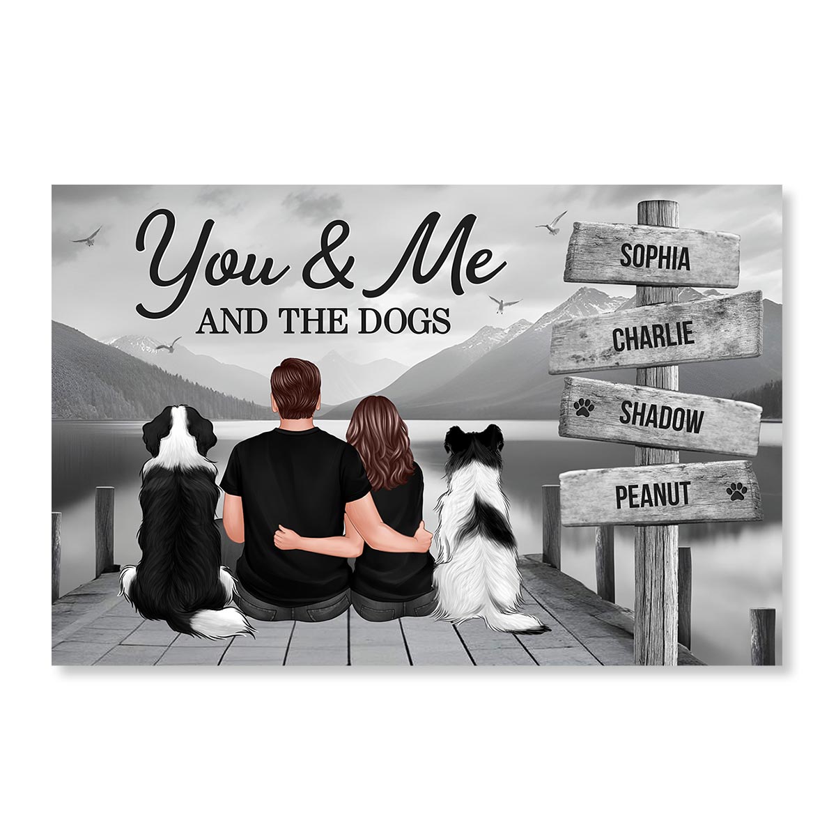 Couple You Me And The Dogs Cats Sign Posts Personalized Poster, Home Decoration, Gift For Couple, Dog Lovers, Cat Lovers, Pet Lovers_Onboarding