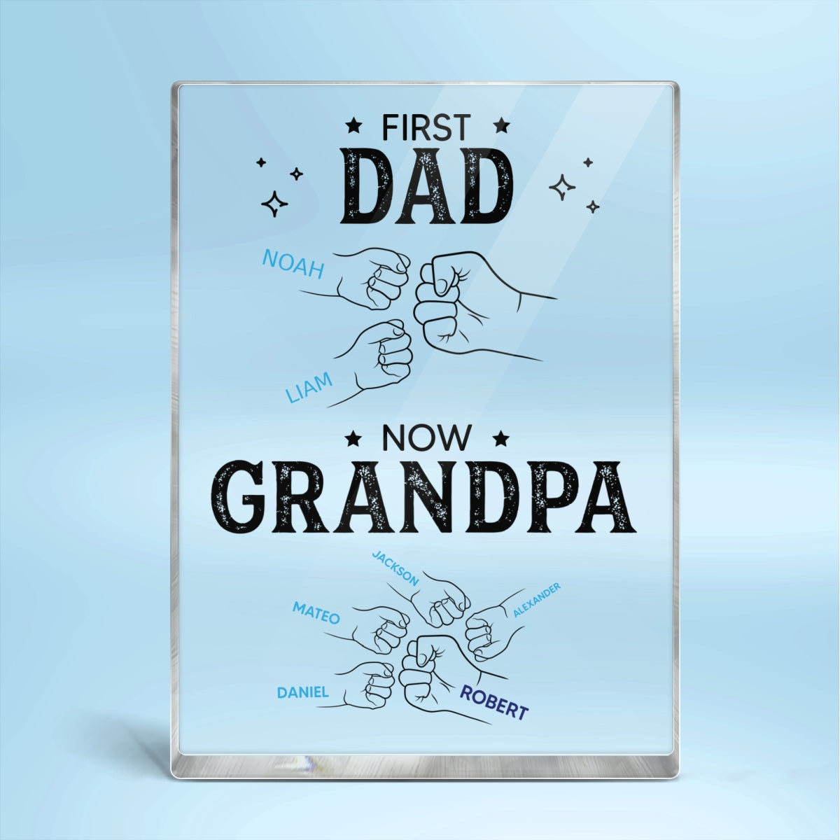 Dad Grandpa Punch Hand Outline Personalized Rectangle Acrylic Block Plaque