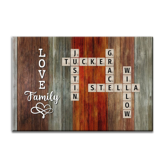 Amazon Family Love Colorful Palette Crossword Puzzle Wall Art Home Decor - Personalized Canvas