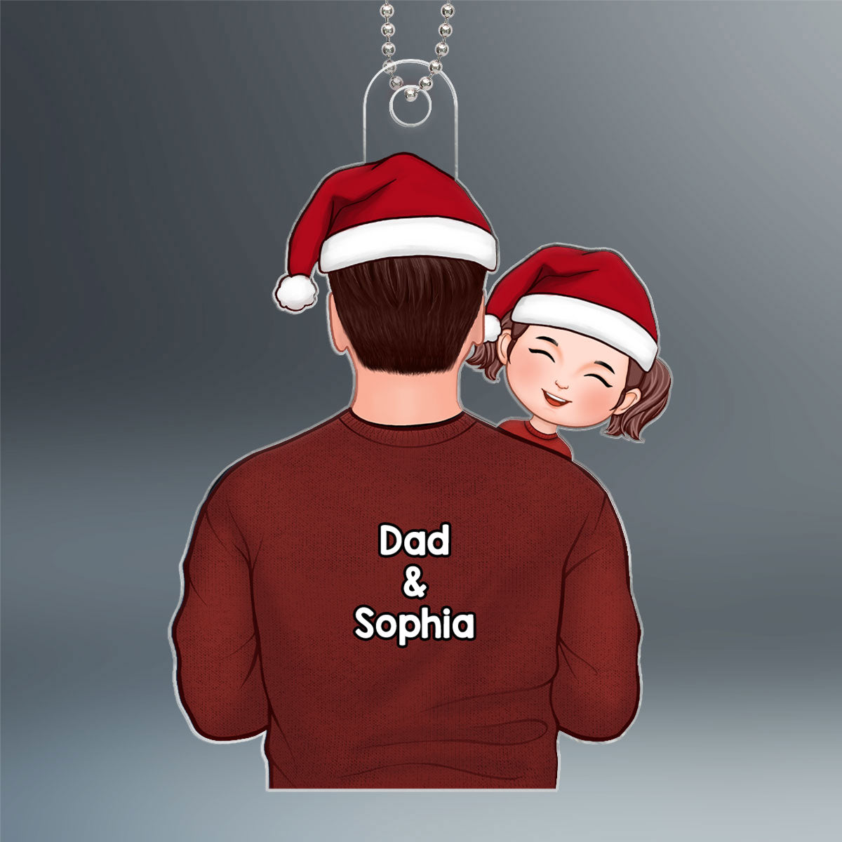 Dad Holding Kids Back View Christmas Gift For Him Personalized Acrylic Ornament