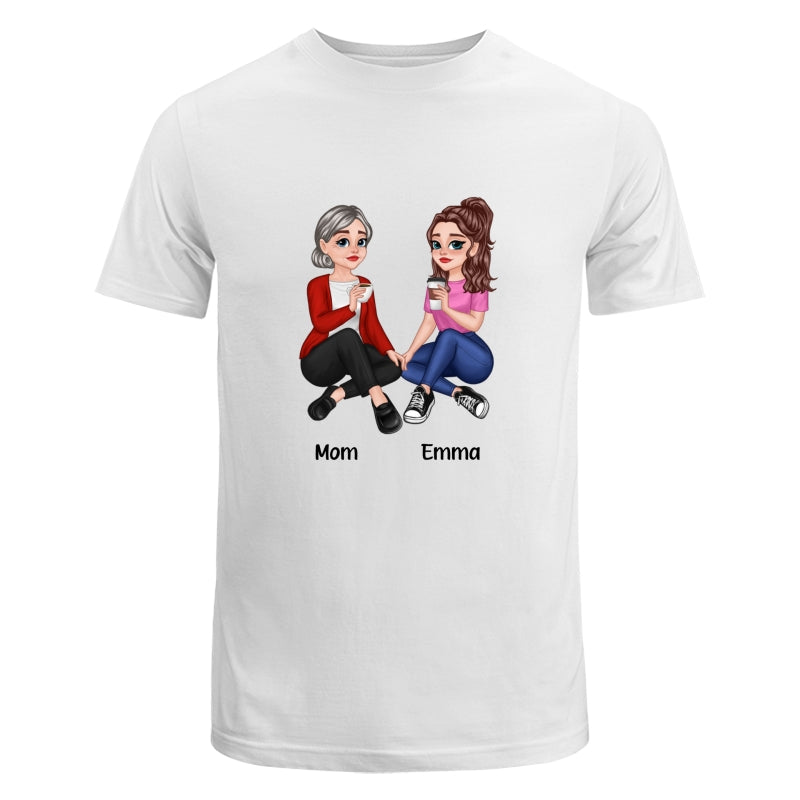Pretty Cartoon Mom Daughters Women Sitting