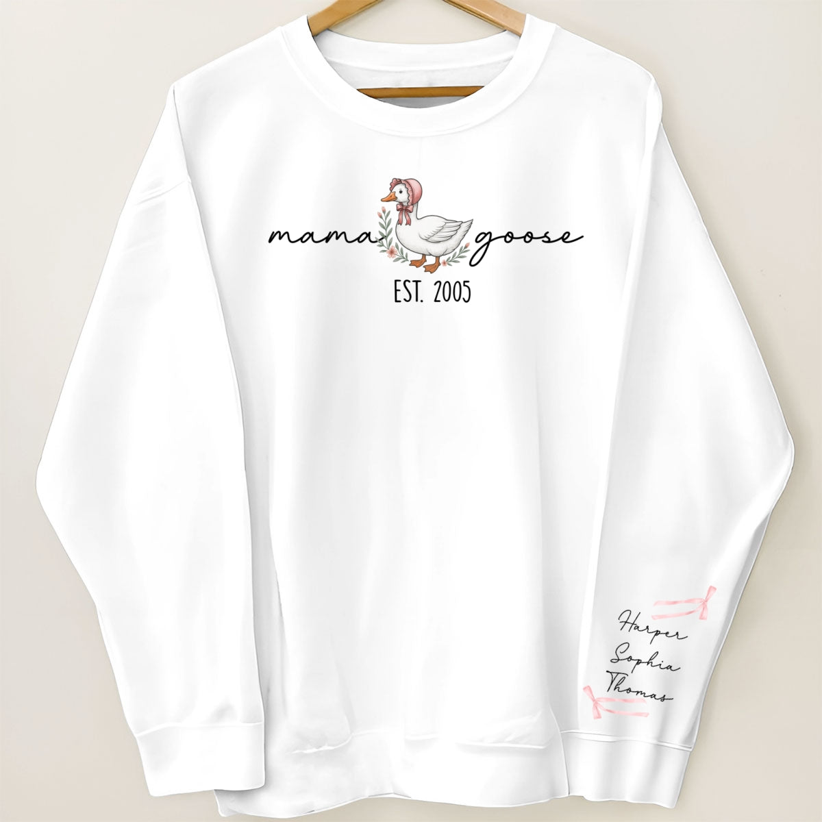 Copy of Mama Goose Est. Personalized Sleeve Printed Sweatshirt, Gift For Mom, Grandma