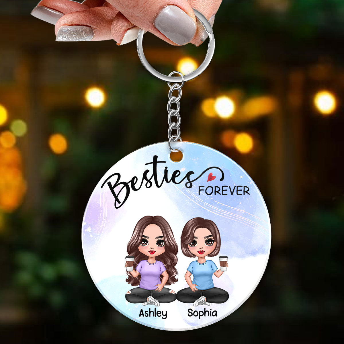 Doll Besties Sitting Besties Forever Personalized Acrylic Keychain