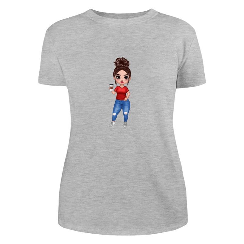Doll Mom Standing Dad Grandpa And Kids Hands Outline Personalized Shirt