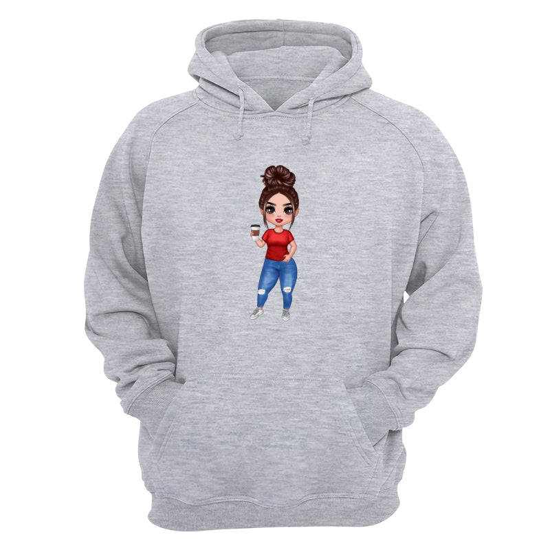 Doll Mom Standing Dad Grandpa And Kids Hands Outline Personalized Shirt