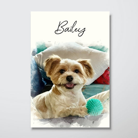 Custom Watercolor Portraits Using Pet Photo Personalized Poster, Gift for Dogs Cats Lovers, Pet Lover Gift