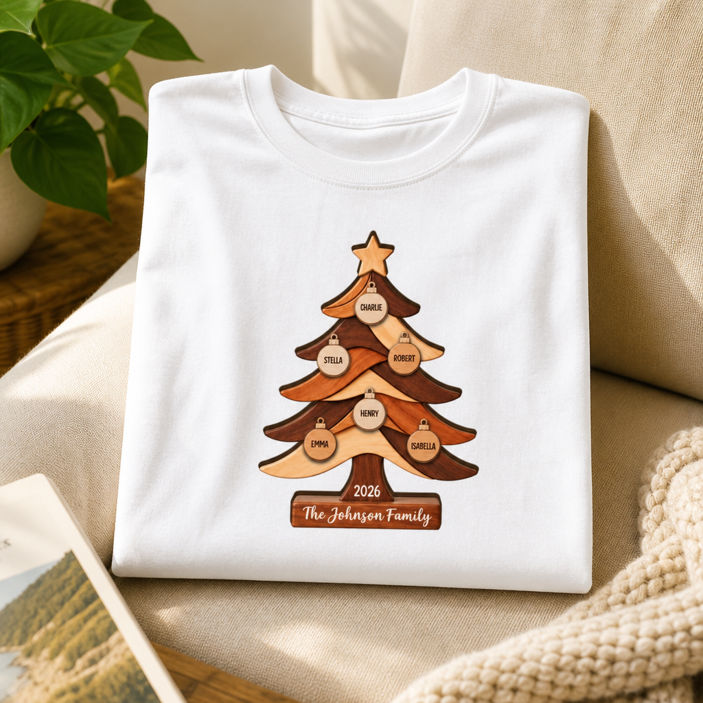 Custom Family Tree Personalized Classic Tee, Christmas Keepsake and Gift for Family