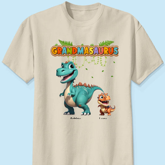 Copy of Grandmasaurus And Kids Colorful 3D Effect Cute Dinosaurs Personalized Shirt, Mother's Day Gift For Grandma