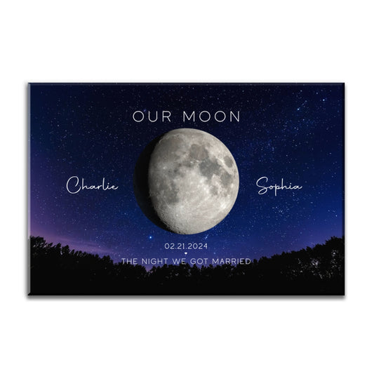 AMZ Our Moon Couple Gift Moon Phase Art Anniversary for Wife, Gift for Husband Wedding Anniversary - Personalized Canvas - Gift For Husband Dad Grandpa