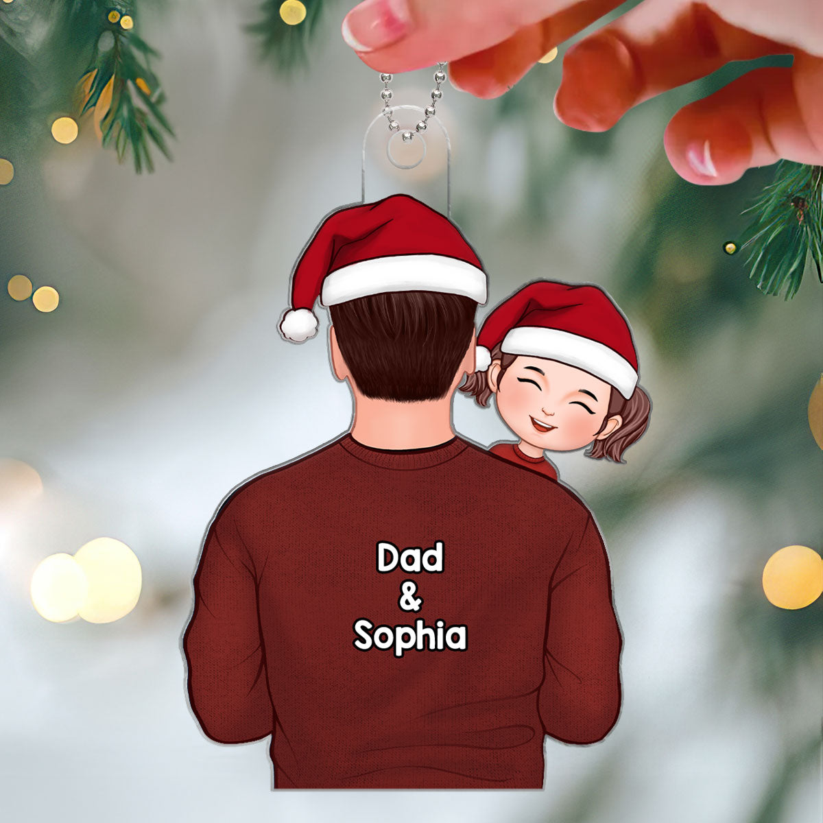 Dad Holding Kids Back View Christmas Gift For Him Personalized Acrylic Ornament