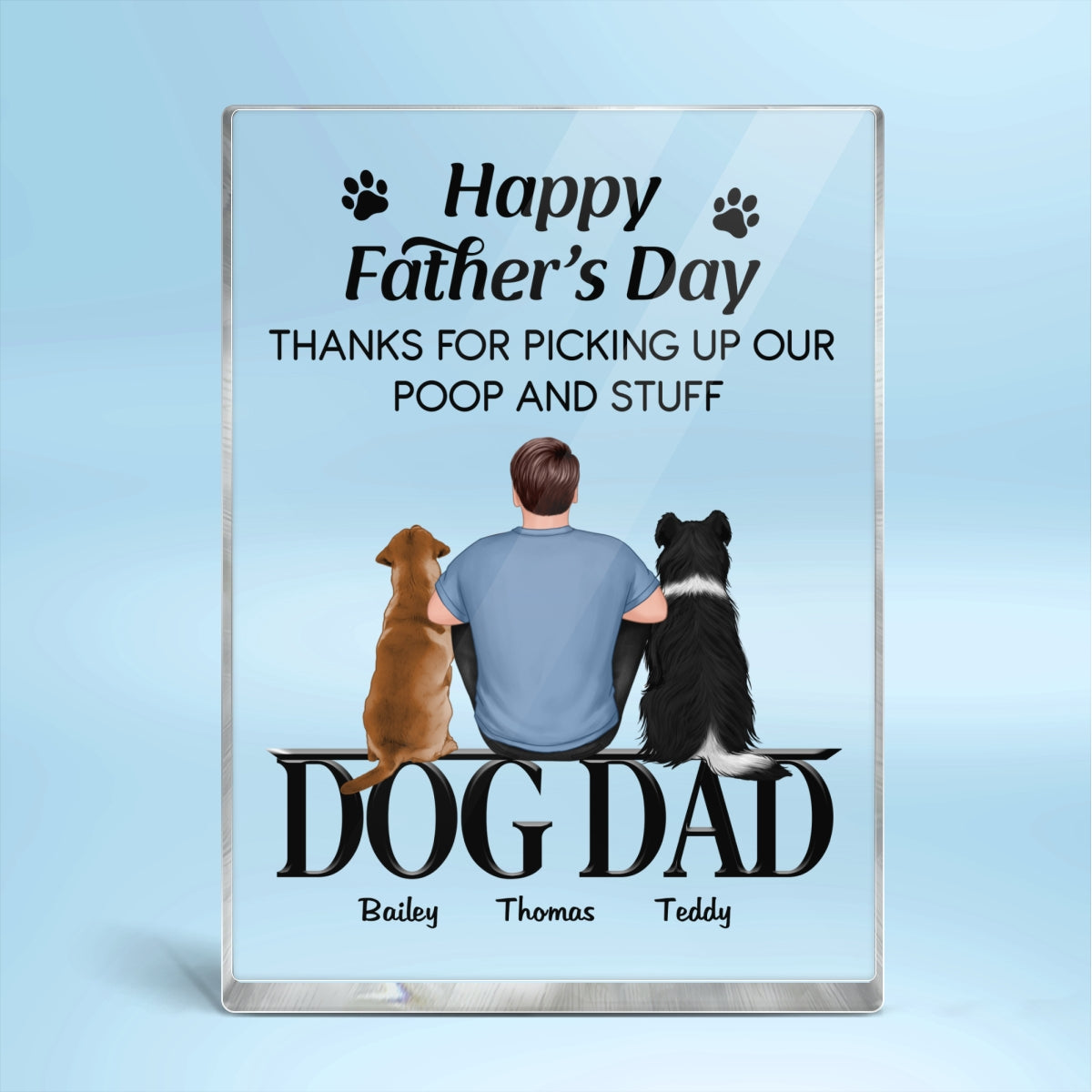Happy Father‘s Day Dog Dad Sitting Personalized Rectangle Acrylic Block Plaque