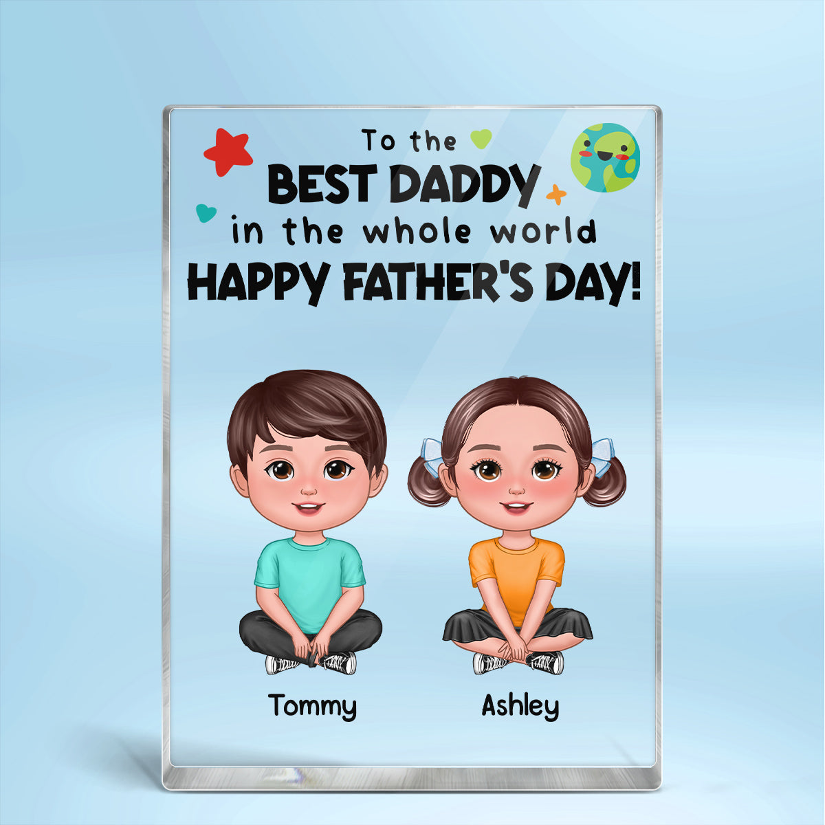 Best Dad Grandpa In The World Father‘s Day Gift Personalized Rectangle Acrylic Block Plaque