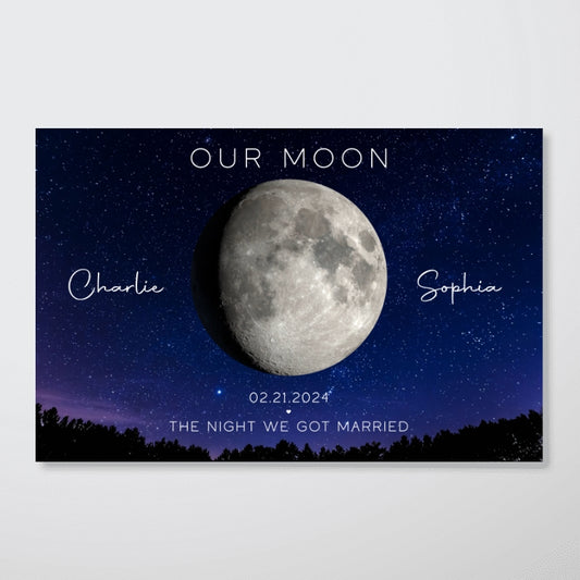Our Moon Couple Gift Moon Phase Art Anniversary for Wife, Gift for Husband Wedding Anniversary Personalized Wall Art