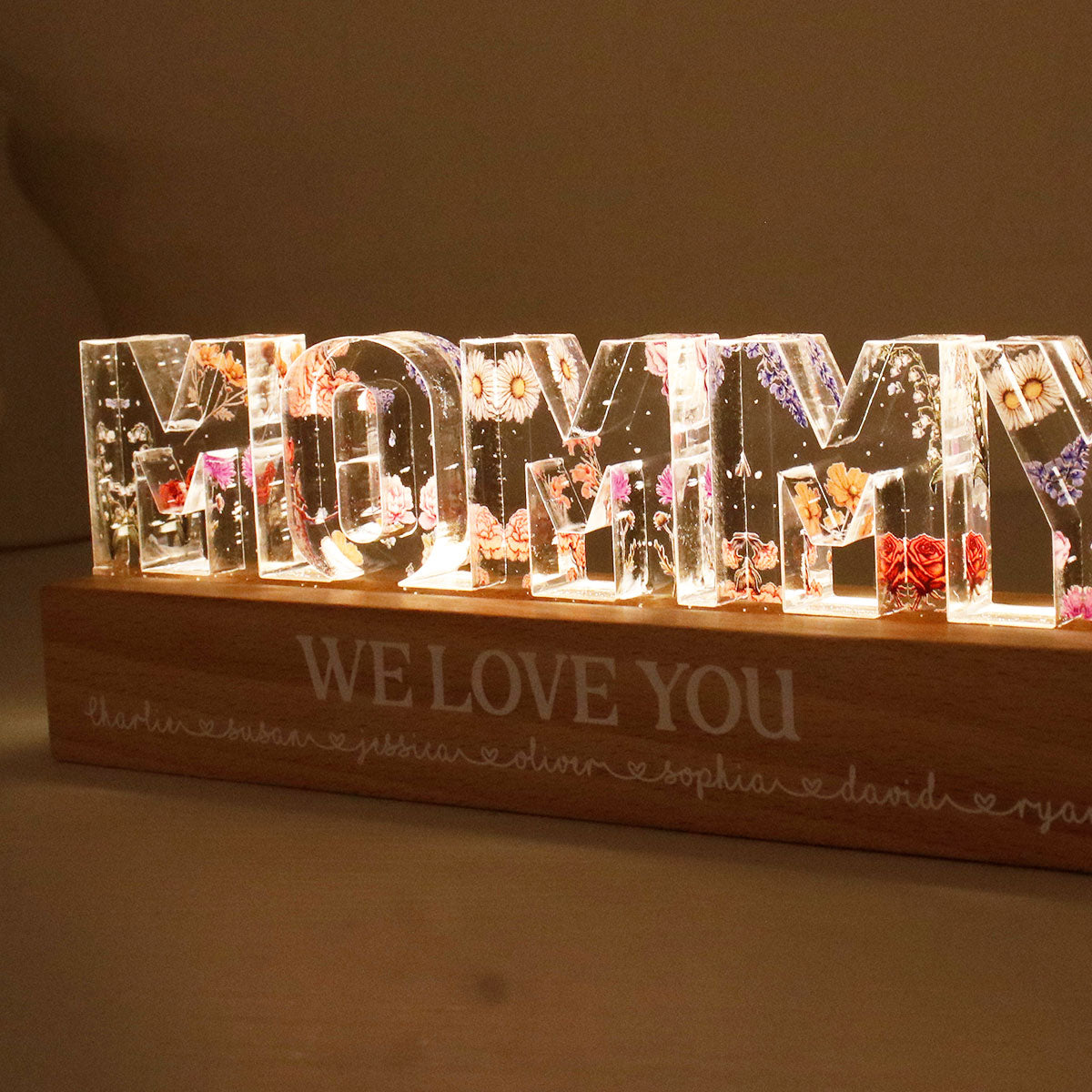 Custom Flower Printed Night Light, Personalized Letter Lamp, Custom Name Night Lamp with Birth Month Flower Printed, Home Decor Unique Gift, Mom Gift