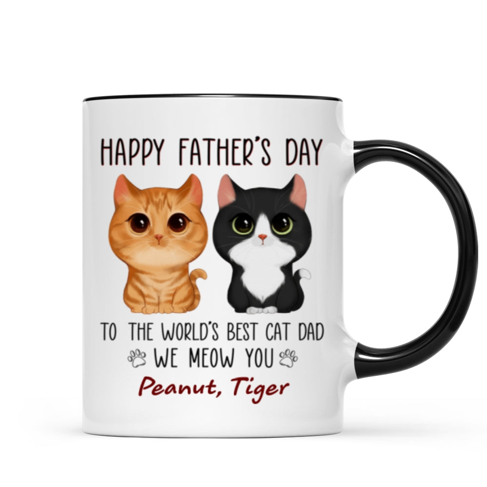 Happy Father‘s Day World’s Best Cat Dad Watercolor Cute Cat Personalized Mug