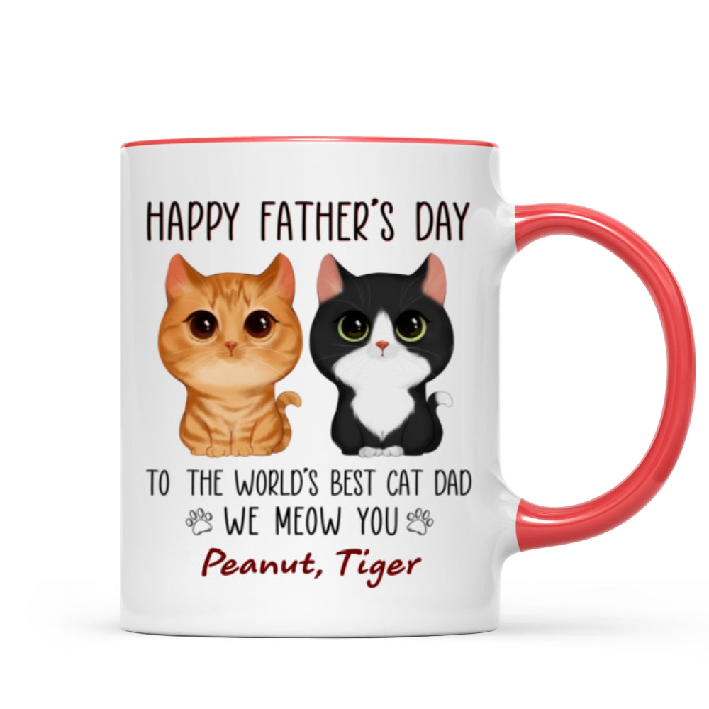 Happy Father‘s Day World’s Best Cat Dad Watercolor Cute Cat Personalized Mug