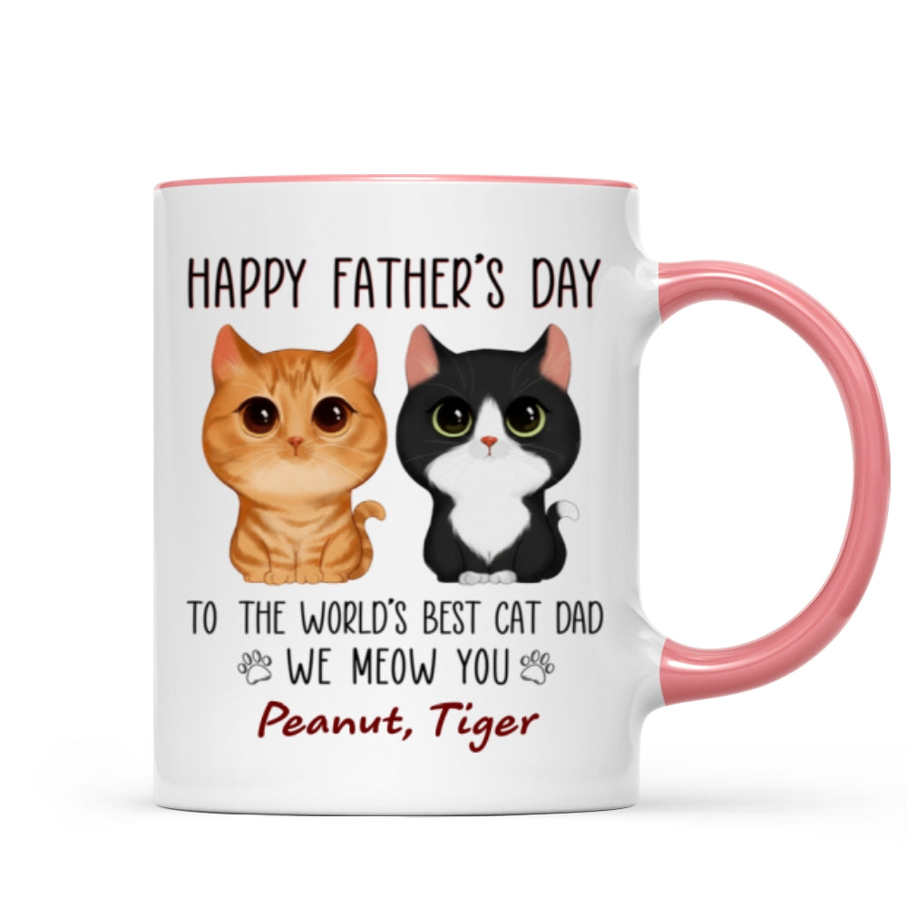 Happy Father‘s Day World’s Best Cat Dad Watercolor Cute Cat Personalized Mug