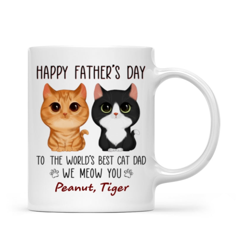Happy Father‘s Day World’s Best Cat Dad Watercolor Cute Cat Personalized Mug