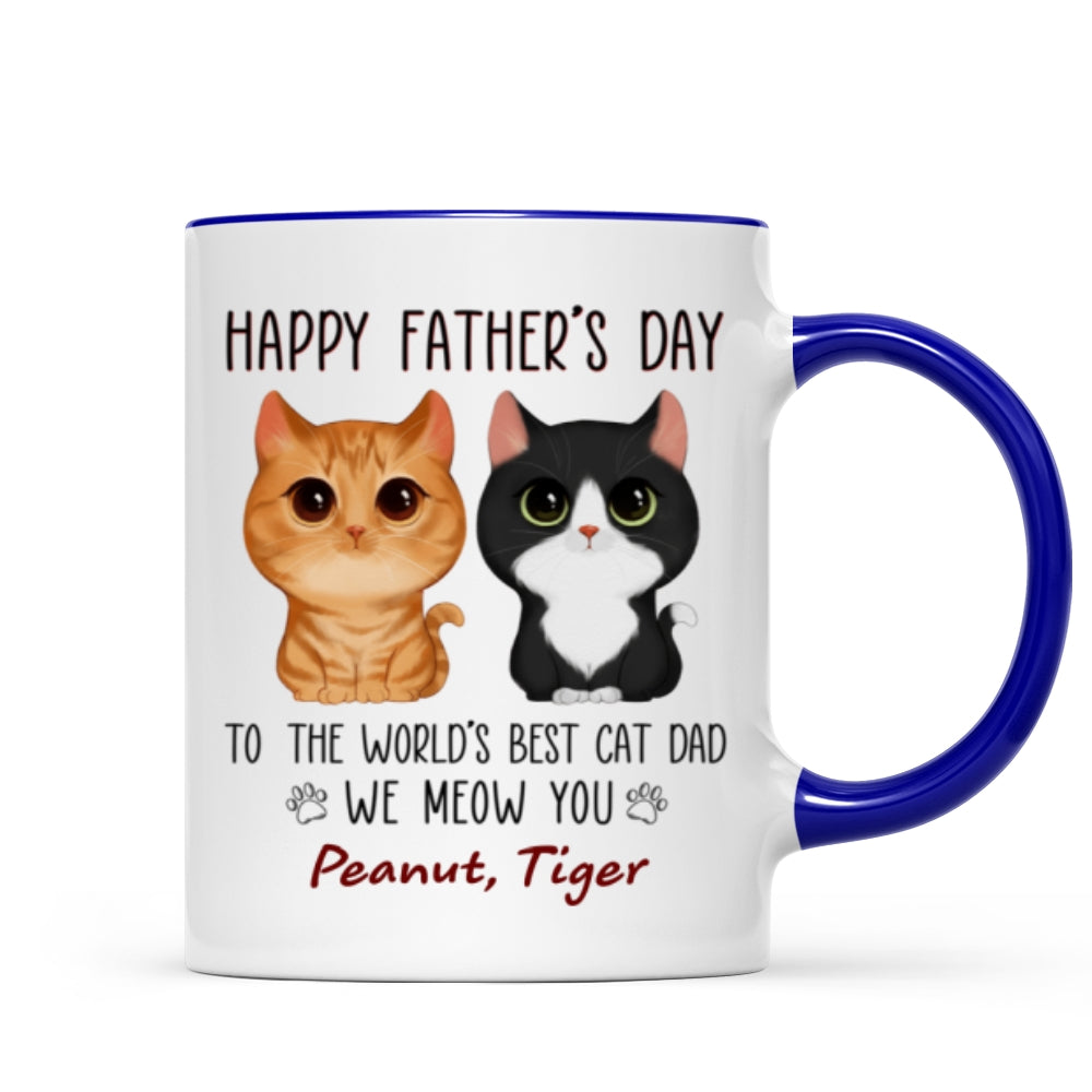 Happy Father‘s Day World’s Best Cat Dad Watercolor Cute Cat Personalized Mug