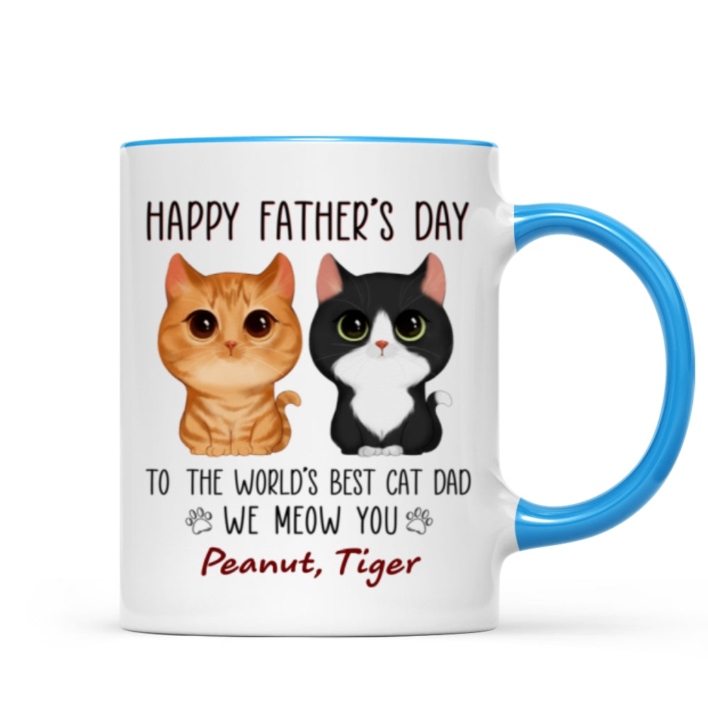 Happy Father‘s Day World’s Best Cat Dad Watercolor Cute Cat Personalized Mug