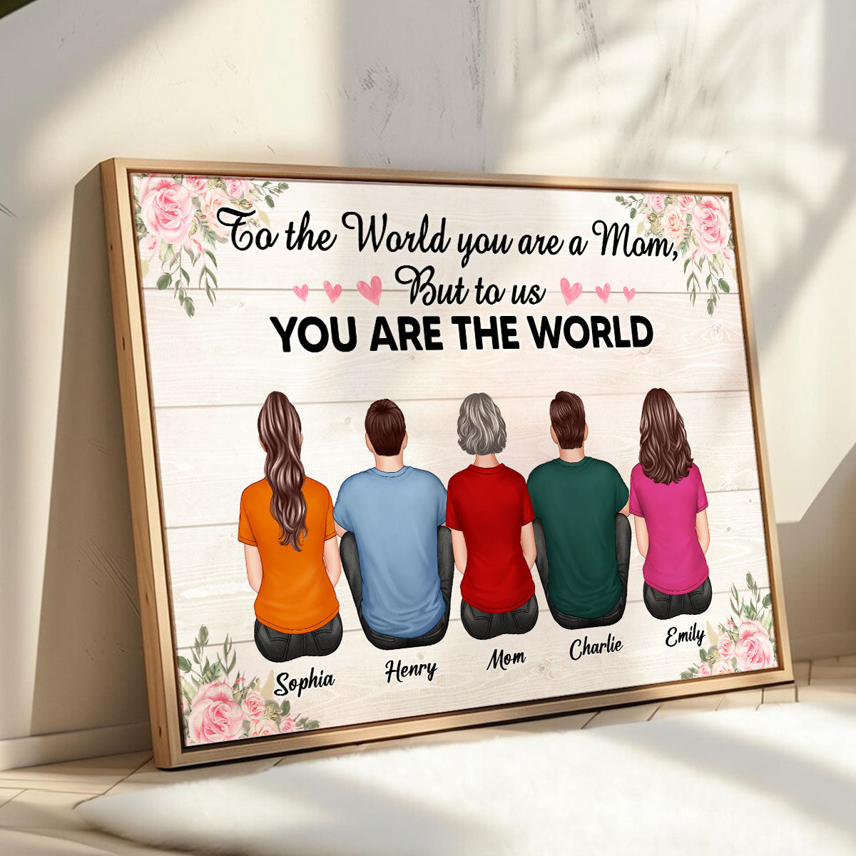 To The World You Are A Mom To Us You Are The World Floral Personalized Poster, Gift For Mom_Onboarding