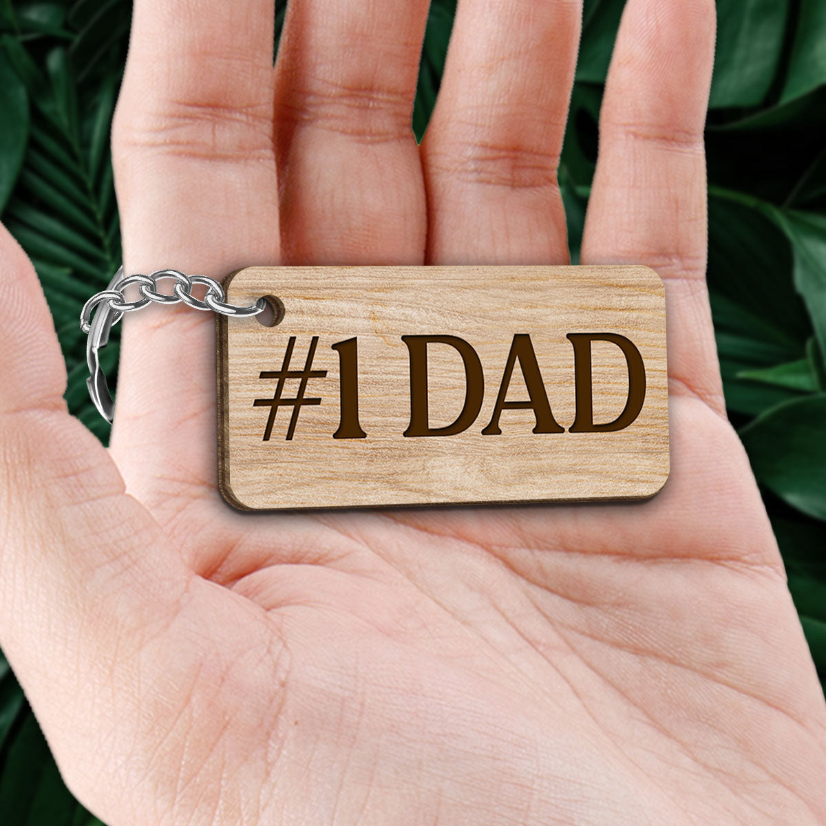 Best Dad Ever Back View Man Kids Dog Cat Personalized Wooden Keychain