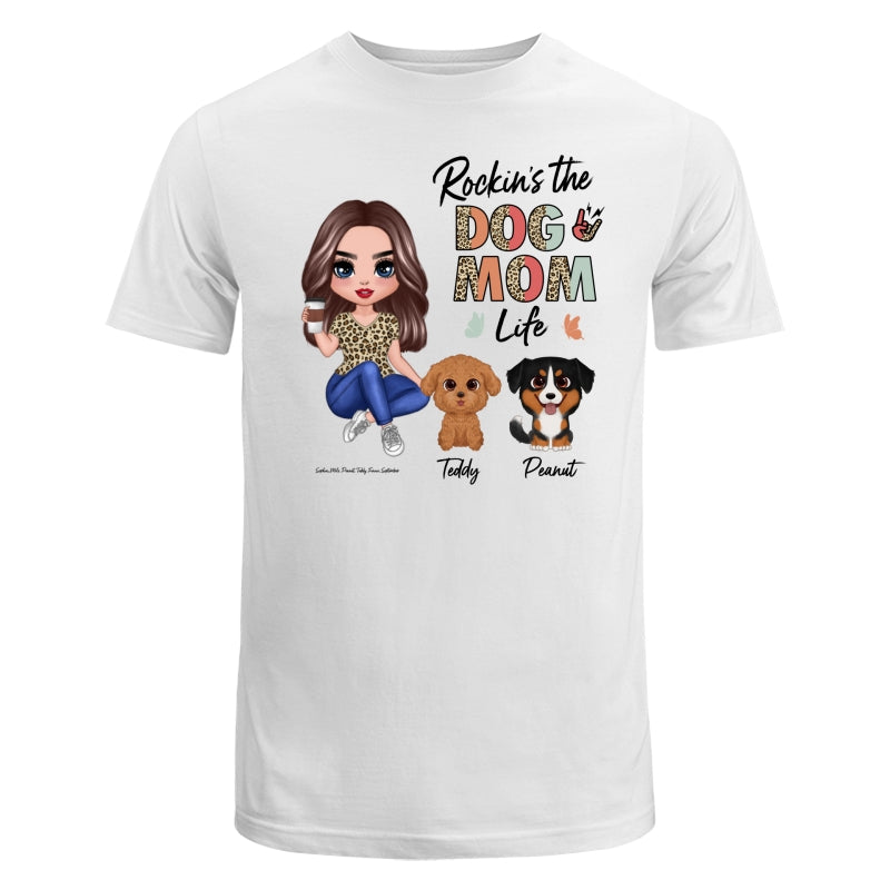 Rockin‘ Dog Mom Life Leopard Cute Watercolor Dog Personalized Shirt
