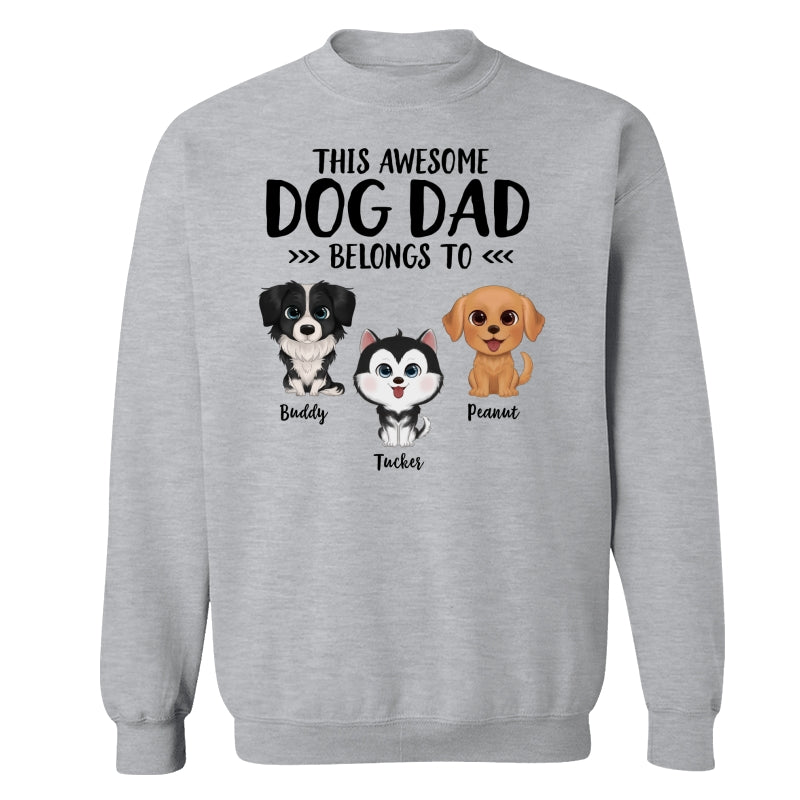 This Awesome Dog Dad Dog Mom Belongs To Watercolor Cute Dogs Personalized Shirt