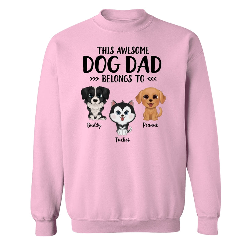 This Awesome Dog Dad Dog Mom Belongs To Watercolor Cute Dogs Personalized Shirt