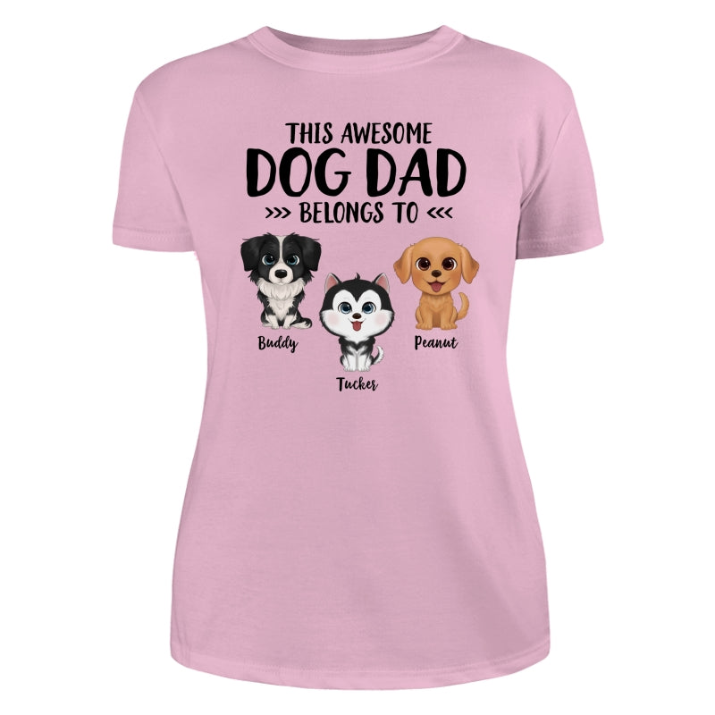 This Awesome Dog Dad Dog Mom Belongs To Watercolor Cute Dogs Personalized Shirt