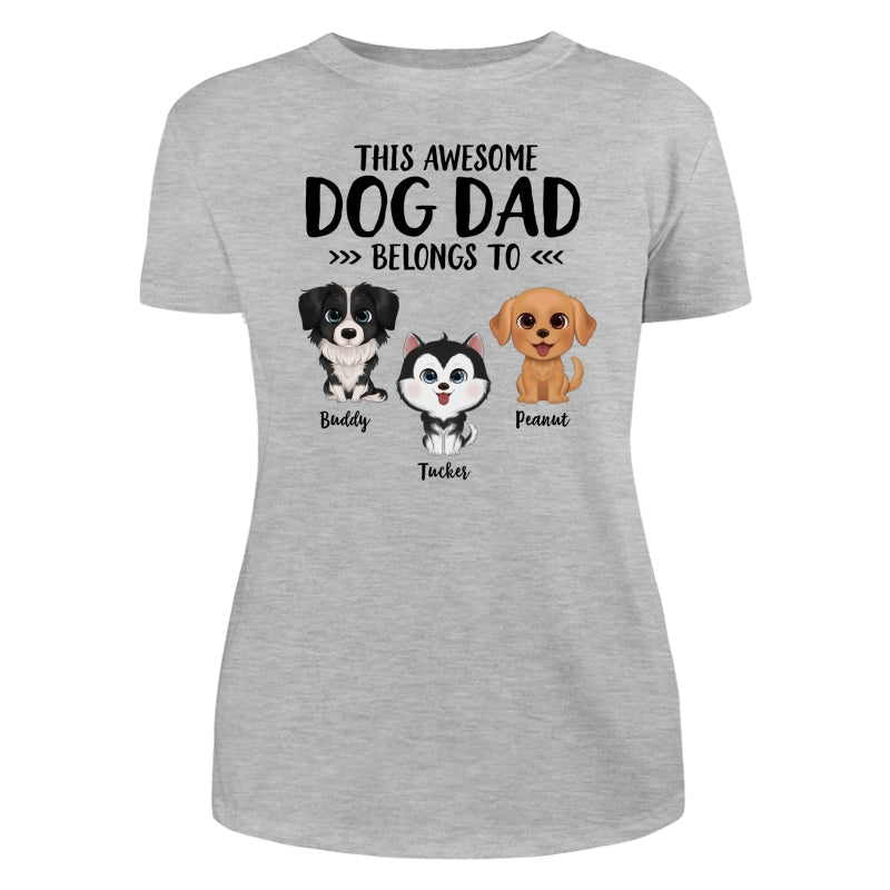 This Awesome Dog Dad Dog Mom Belongs To Watercolor Cute Dogs Personalized Shirt