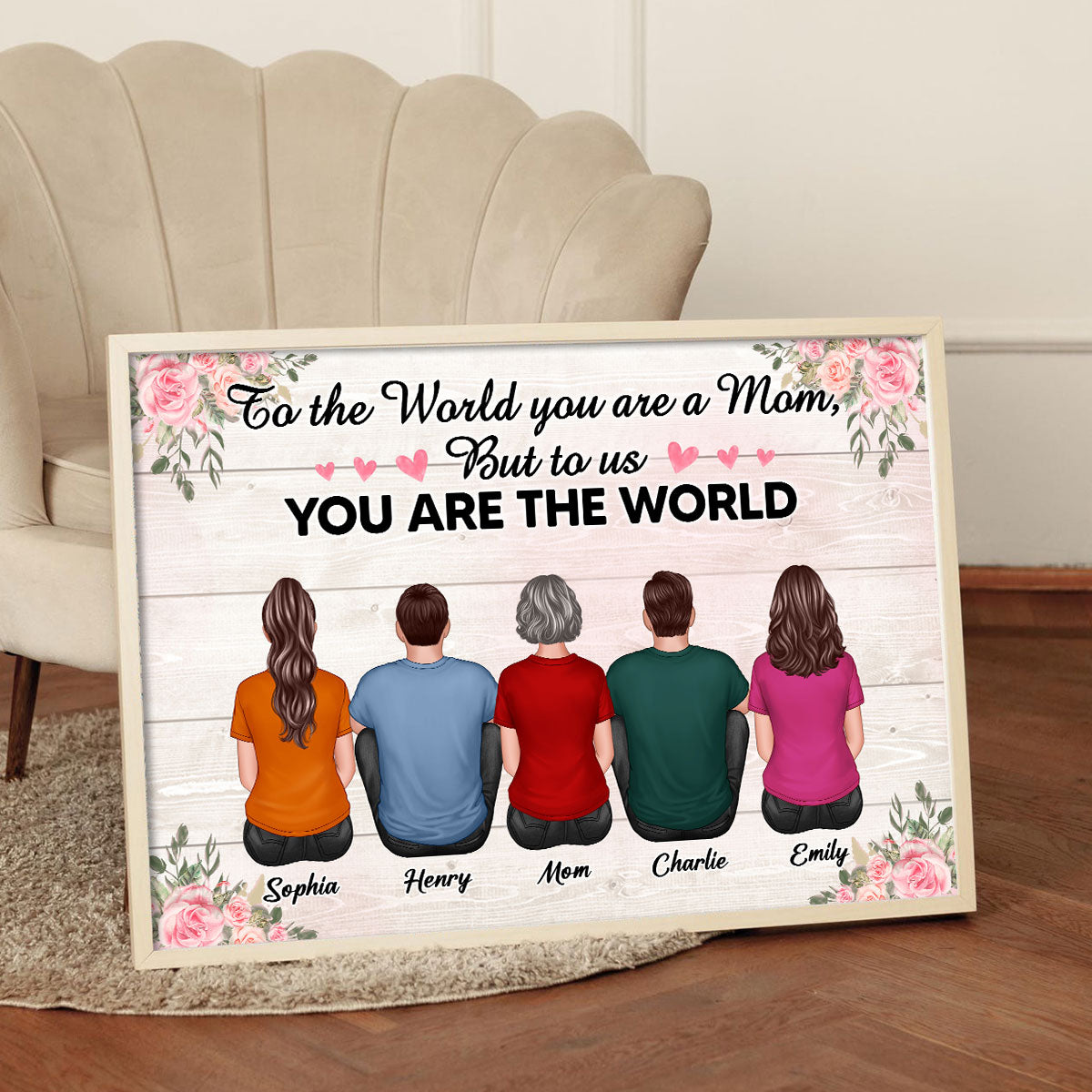 To The World You Are A Mom To Us You Are The World Floral Personalized Poster, Gift For Mom_Onboarding