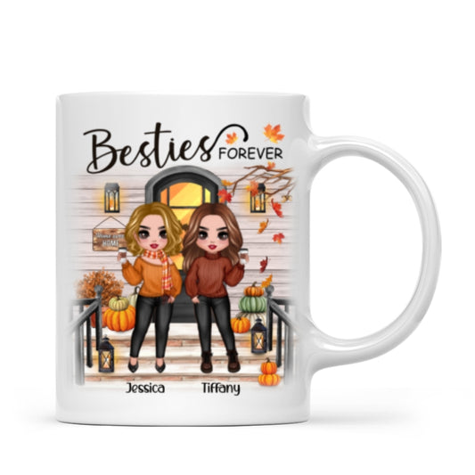 [TEST] Fall Season Standing Best Friends Sisters Front Porch Personalized Mug (11oz)