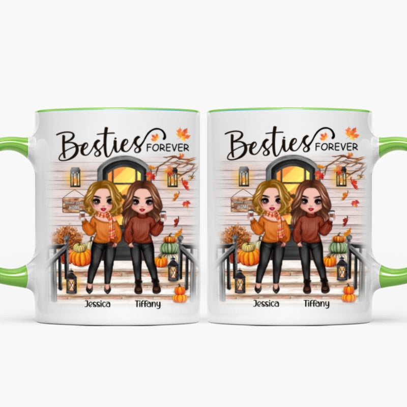 [TEST] Fall Season Standing Best Friends Sisters Front Porch Personalized Mug (11oz)