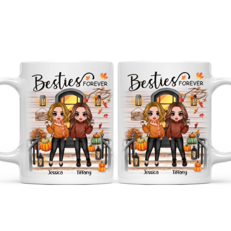 [TEST] Fall Season Standing Best Friends Sisters Front Porch Personalized Mug (11oz)