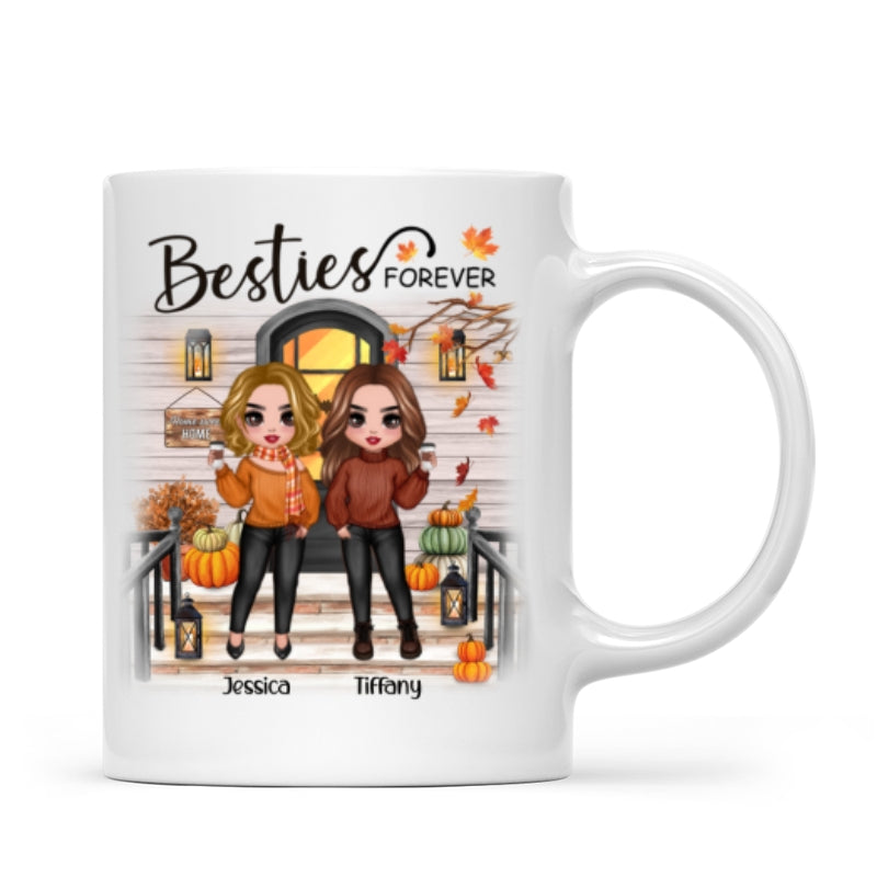 [TEST] Fall Season Standing Best Friends Sisters Front Porch Personalized Mug (11oz)